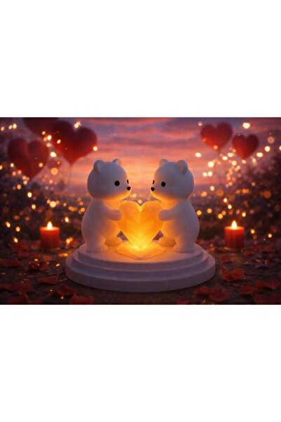 DERYA3D Maker shop Işıklı Aşk Temalı Ayıcık Biblo – Sevgililer Günü Özel Deko...