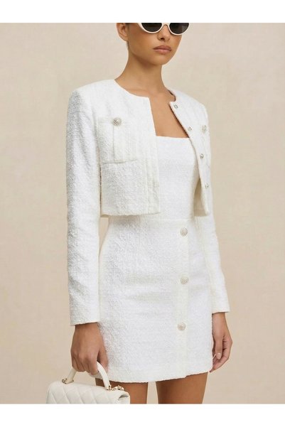 ATAF Graceful Tweed - Dress White XS
