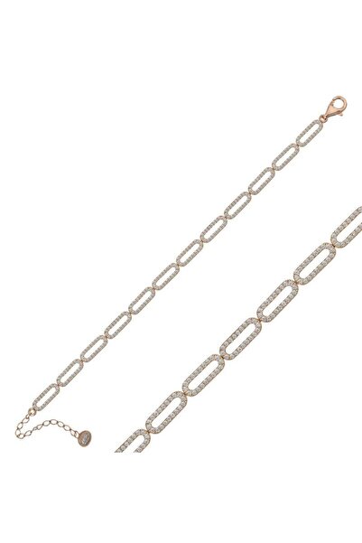 Gümüş Rose Oval Taşlı Bileklik