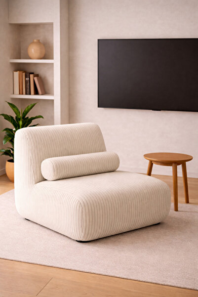 tıklasepetim Modern Berjer Minimal Tekli Koltuk Yumuşak Dokulu Kumaş