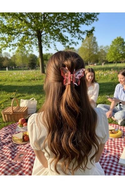 CeyShe Crystal Pink Shining Butterfly Pinterest Buckle Imported Large Claw Cl...