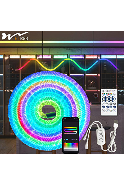 TREND Akıllı RGB Neon Halat LED Işık 5 Metre Kumanda Kontrollü USB 5V Sese Du...