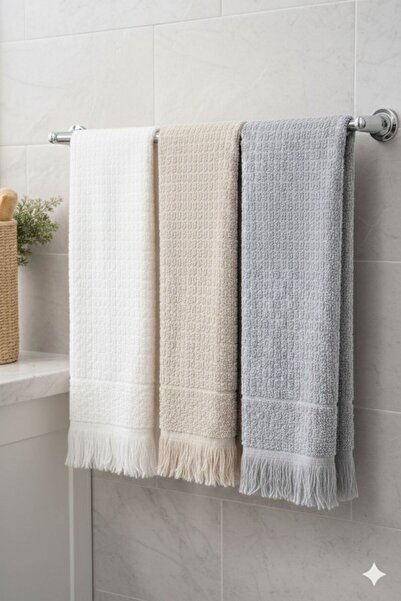 ÖZteks 3 ADET 50-85 CM PAMUKLU SAÇAKLI EL&YÜZ HAVLUSU