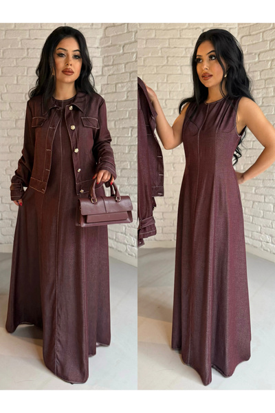 moneta boutique Women's Denim Look Jacket and Dress Set