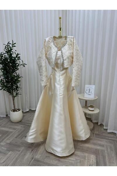 lamsuh harir Beige evening dress