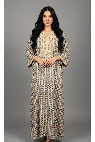 Moda Line Women's colorful jalabiya with embroidery on the collar