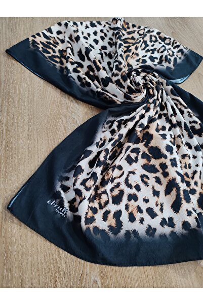 Cadde Dükkanı Ebruli Leopar Desenli Bambu Şal