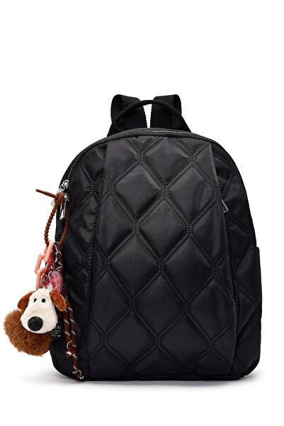 Derimod Γυναικείο μαύρο καπιτονέ σακίδιο πλάτης με αξεσουάρ 26PBD27306F