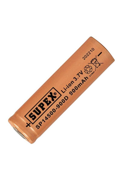 Supex 14500 3.7V 900mAh Li-ion Şarjlı Pil (Başsız)
