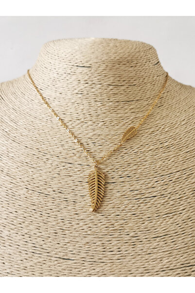 Halley Concept Leaf Detailed Steel Chain Necklace