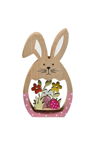 OEM Decoratiune de Paște din lemn, ouă de iepuraș, 8,5x2x15cm