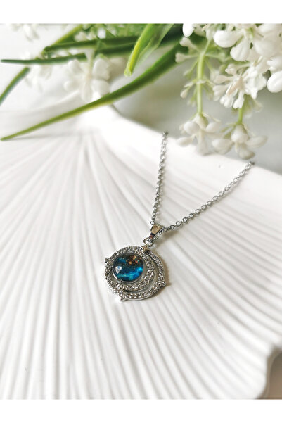Halley Concept Zircon Stone Galaxy Steel Necklace