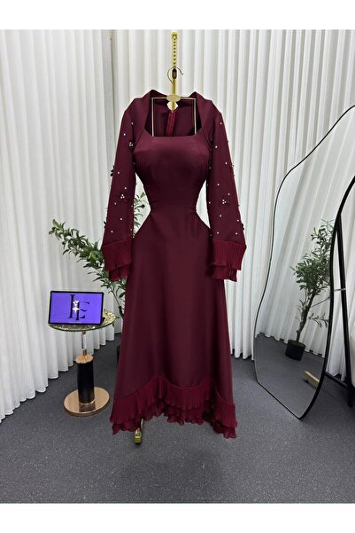 LAVİE FASHİON Burgundy evening dress