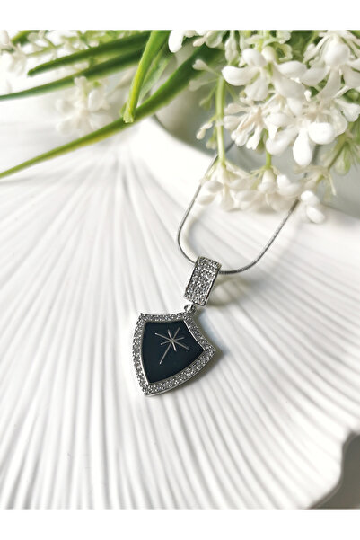 Halley Concept Polar Star Steel Necklace with Zircon Stone Shield Figure