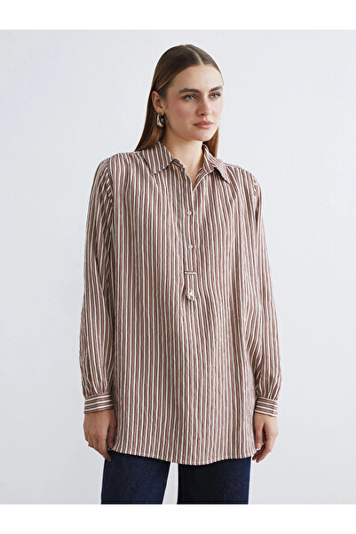 LC Waikiki LCWAIKIKI Tunica clasică oversize cu dungi mixte pentru femei