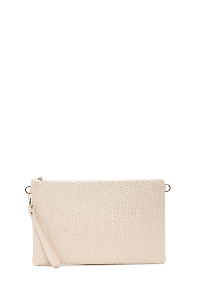 Derimod Women's Cream Long Chain Strap Braided Portfolio Bag 26Pbd220029