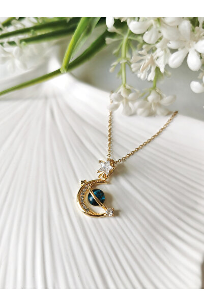 Halley Concept Zircon star stone galaxy steel necklace gold