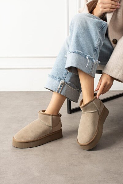 Businesshoess Mi̇la Mink Suede Genuine Leather Women's Daily Boots