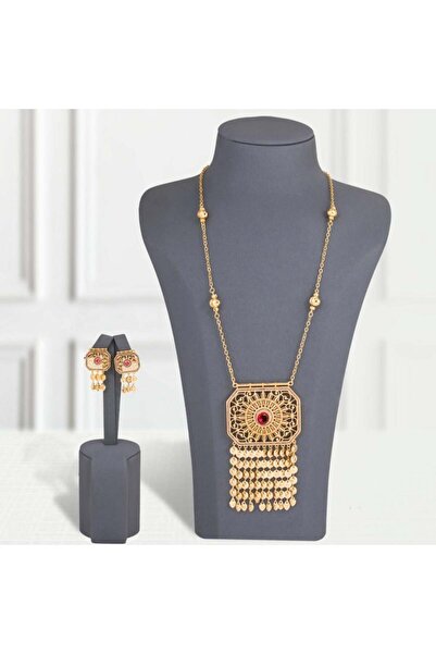 Generic عقد الزمردة الحمراء الكلاسيكي لايسبب الحساسيه