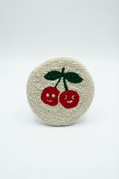 Runades Handmade Cherry Patterned Punch Coaster Decorative Special Design Han...