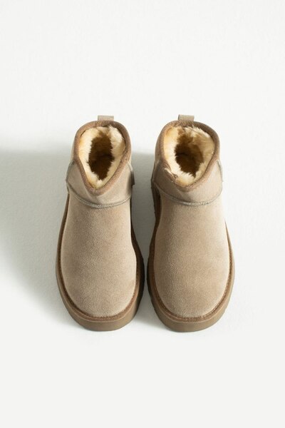 Businesshoess Mi̇la Mink Suede Genuine Leather Women's Daily Boots