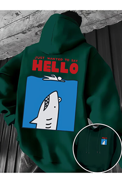 Rayan & Hoor Style Unisex hello printed hooded sweatshirt