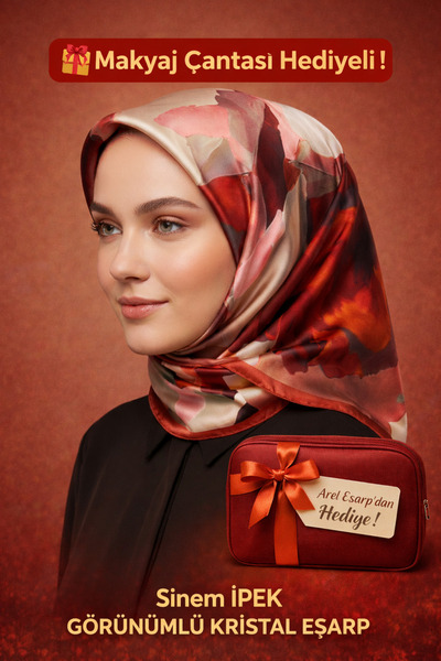 Picasso Silk-Look Crystal Brown - Burgundy Scarf – Twill Stylish Design 90X90