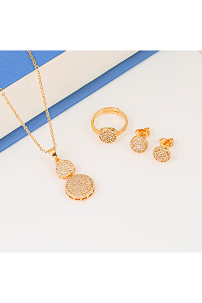 Generic طقم دوائر الألماس ذهبي ناعم لايسبب الحساسيه