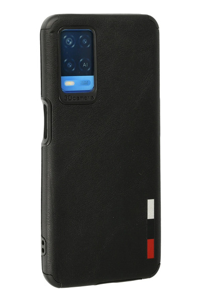 Najmaddin حافظة نيو فيس لهاتف اوبو A54 4G من الجلد والسيليكون - أسود