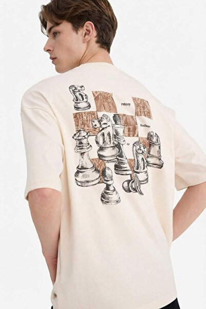 DeFacto 100% Cotton Boxy Fit Printed T-Shirt F8023Ax26Sp