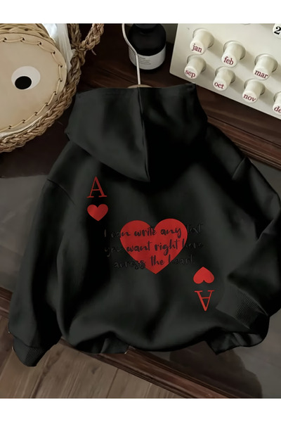 Rayan & Hoor Style سويت شيرت بقلنسوة مطبوع عليه KALIP للجنسين، مقاس كبير/قصة ...