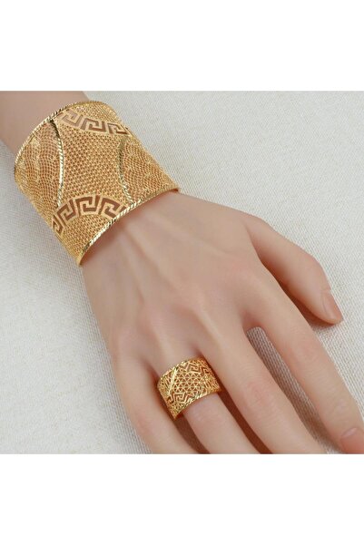 Generic أسوارة وخاتم بديل الذهب كلاسيك لايسبب الحساسيه