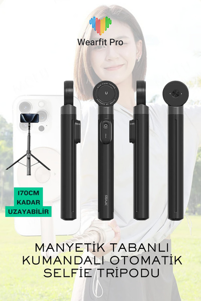 Saatistan Otomatik Açılır Manyetik Telefon Tripodu Uzaktan Kumandalı Selfie Ç...