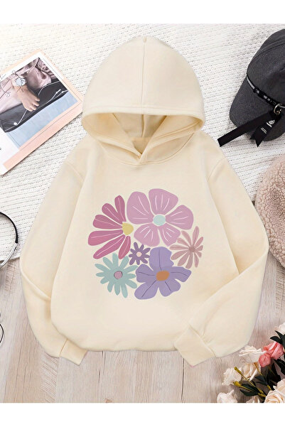 Rayan & Hoor Style Ros printed white oversized hooded sweatshirt hoodie