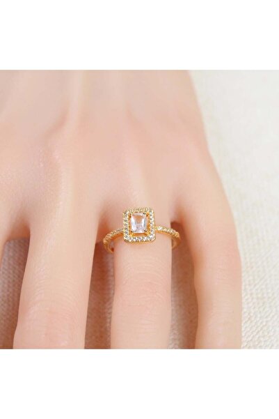 Generic خاتم بديل الذهب مستطيل بحجر بزركون - مقاس يأتي الخاتم مفتوح من الخلف ...