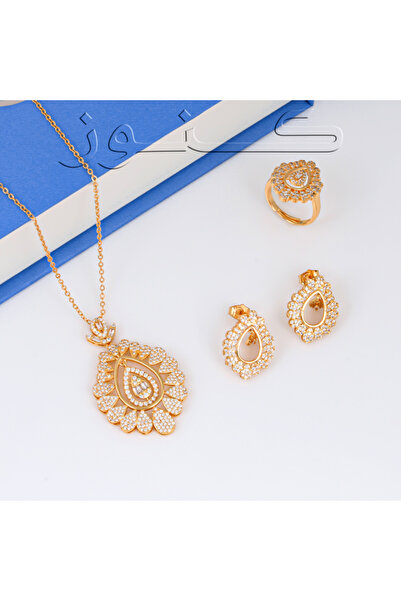 Generic طقم زركون ملكي ناعم بديل الذهب