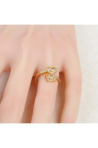 Generic خاتم بديل الذهب بزركون متقاطع - مقاس يأتي الخاتم مفتوح من الخلف يناسب...