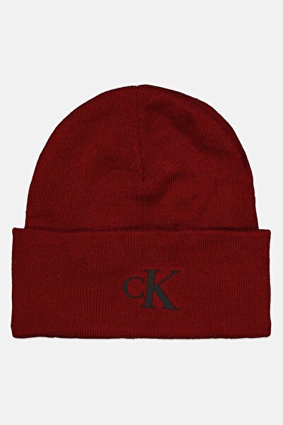 Calvin Klein Men Brand Logo Beanie Hat, Brown