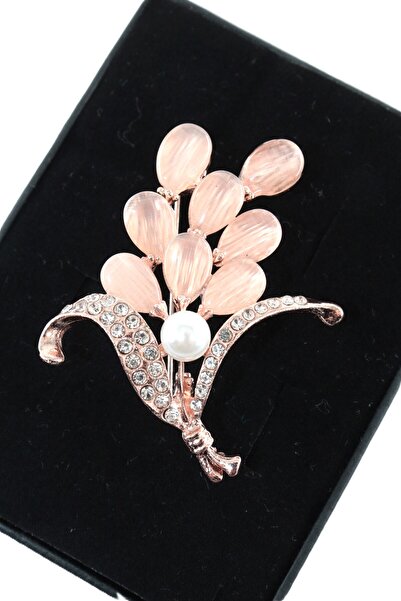 KEEBA Doğanın güzelliği Müge çiçeği broş gold renk zirkon taşlı incili çiçekl...