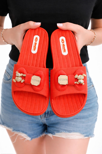 Macs Moda Women's Orange Buckle Slippers Non-Slip Stylish Comfortable Home Da...