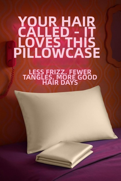 SB SizinBazar 2 Pcs Beige Color Satin Pillowcase for Hair and Skin Pillowcase Soft to the Touch