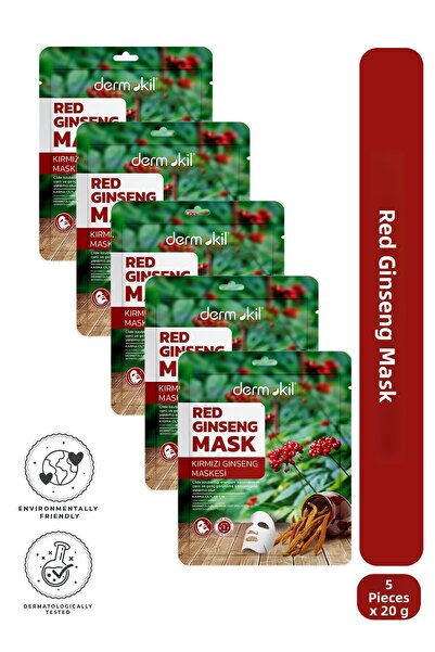 Dermokil Red Ginseng Paper Face Mask (for Combination Skin) 20 g X 5 Pieces
