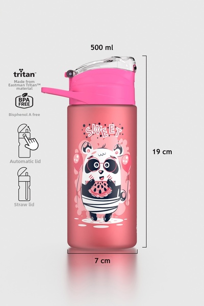 Renga قارورة مياه للأطفال من ترايتان غير لامعة بنمط فالكون باندا سعة 500 مل م...