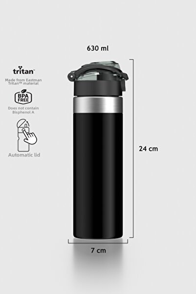 Renga قارورة تريتان سعة 630 مل من ساغا مع إكسسوارات معدنية 912053 باللون الأسود