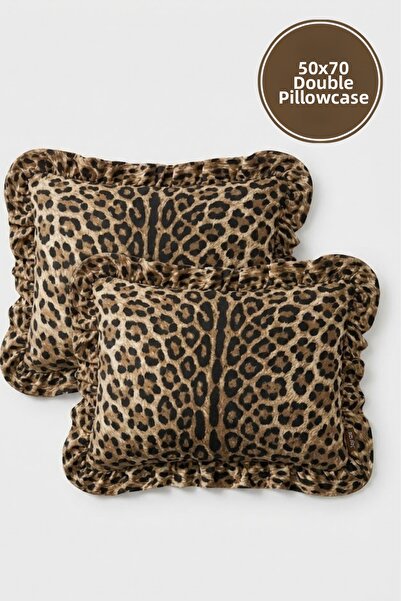 Joyrose 2 Pieces 100% Cotton Ruffle Pillowcase 50X70 cm Modern with Hidden Zi...