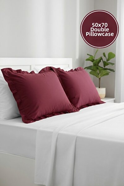 Joyrose 2 Pieces 100% Cotton Ruffle Pillowcase 50X70 cm Modern with Hidden Zi...