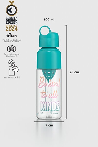 Renga Moon Patterned 600 ml Tritan Flask with Juicer 912054 Turquoise