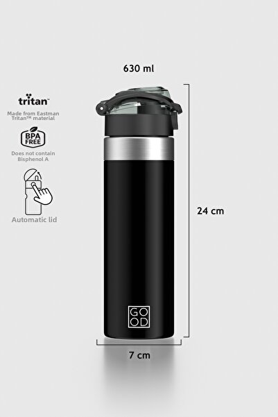 Renga قارورة تريتان سعة 630 مل من ساغا مع إكسسوارات معدنية 912092 لون أسود جميل