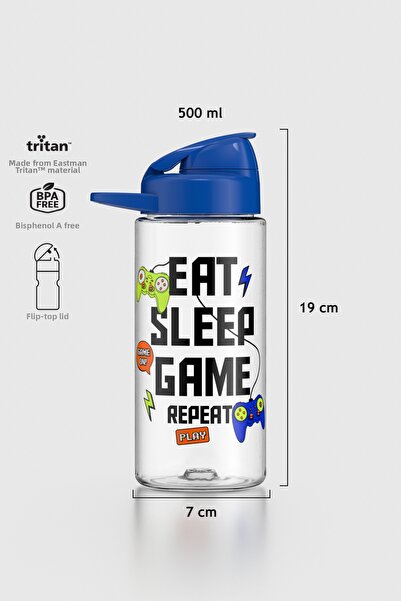 Renga قارورة مياه تريتان للأطفال من ليديا بتصميم مكتوب سعة 500 مل 912036 أزرق