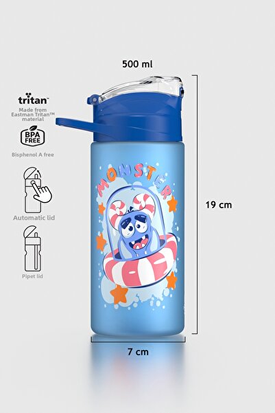 Renga Falcon Monster Patterned 500 ml Matte Tritan Children's Water Bottle wi...